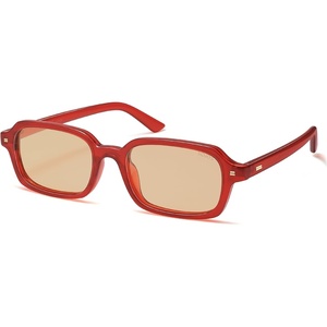 image:imageSOJOS Trendy Rectangle Polarized Sunglasses Womens Mens Small Retro Fashion Thin Slim Square Sunnies SJ2610Red  Brown