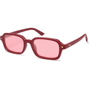 image:imageSOJOS Trendy Rectangle Polarized Sunglasses Womens Mens Small Retro Fashion Thin Slim Square Sunnies SJ2610Red  Red