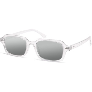 image:imageSOJOS Trendy Rectangle Polarized Sunglasses Womens Mens Small Retro Fashion Thin Slim Square Sunnies SJ2610Transparent  Silver