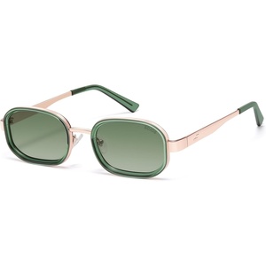 image:imageSOJOS Trendy Rectangle Polarized Sunglasses for Women MenRetro Square Shades Chic Sun Glasses SJ1291Rose Goldgreen RimGreen Lenses