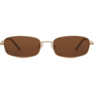image:imageSOJOS Trendy Rectangle Sunglasses Womens Mens Retro 80s 90s Y2k Chic Narrow Thin Skinny Sunnies SJ1187GoldDark Brown