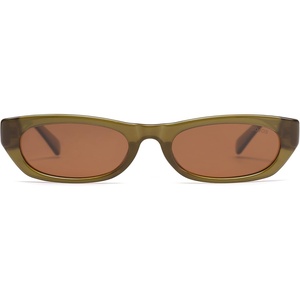 image:imageSOJOS Trendy Small Rectangle Polarized Sunglasses for Women Men Retro Y2K Narrow Thin Skinny Sunnies SJ2363Olive GreenBrown