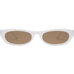 image:imageSOJOS Trendy Small Rectangle Polarized Sunglasses for Women Men Retro Y2K Narrow Thin Skinny Sunnies SJ2363WhiteBrown