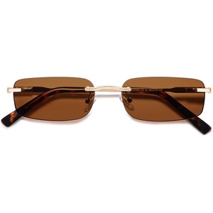 image:imageSOJOS Trendy Small Square Sunglasses Womens Retro Rimless Sun Glasses Vintage Narrow Shades SJ1280Gold  Brown Lens