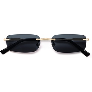 image:imageSOJOS Trendy Small Square Sunglasses Womens Retro Rimless Sun Glasses Vintage Narrow Shades SJ1280Gold  Grey Lens