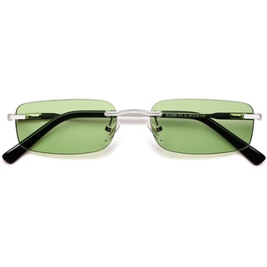 image:imageSOJOS Trendy Small Square Sunglasses Womens Retro Rimless Sun Glasses Vintage Narrow Shades SJ1280Silver  Green Lens