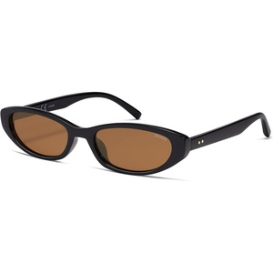 image:imageSOJOS Trendy Small Thin Y2k Cat Eye Polarized Sunglasses Womens Mens 80s 90s Retro Oval Sunnies SJ2664BlackBrown