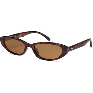 image:imageSOJOS Trendy Small Thin Y2k Cat Eye Polarized Sunglasses Womens Mens 80s 90s Retro Oval Sunnies SJ2664Brown TortoiseBrown