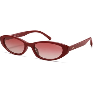 image:imageSOJOS Trendy Small Thin Y2k Cat Eye Polarized Sunglasses Womens Mens 80s 90s Retro Oval Sunnies SJ2664RedGradient Red