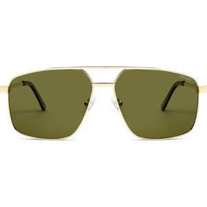 image:imageSOJOS Trendy Square Polarized Aviator Sunglasses for Women Men 80s 90s Retro Vintage Aviators SJ1283Yellow GoldOlive Green