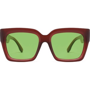 image:imageSOJOS Trendy Square Polarized Sunglasses Womens Retro Vintage Women 90s Sun Glasses SJ2612Brown Frame Green Lens