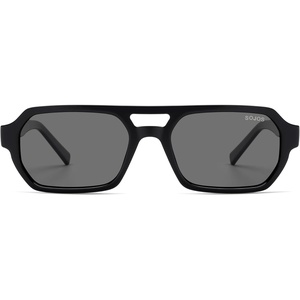 image:imageSOJOS Trendy TR90 Polarized Aviator Sunglasses for Women MenRetro Rectangle Shades Sun Glasses SJ2683Black Frame Grey Lens