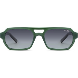 image:imageSOJOS Trendy TR90 Polarized Aviator Sunglasses for Women MenRetro Rectangle Shades Sun Glasses SJ2683Green Frame Grey Grading Lens