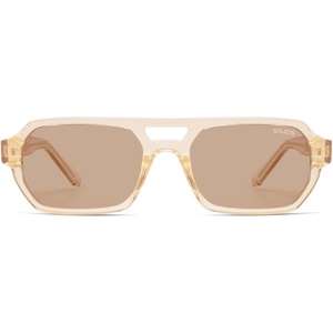 image:imageSOJOS Trendy TR90 Polarized Aviator Sunglasses for Women MenRetro Rectangle Shades Sun Glasses SJ2683Light Brown Frame Brown Lens