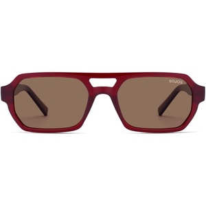 image:imageSOJOS Trendy TR90 Polarized Aviator Sunglasses for Women MenRetro Rectangle Shades Sun Glasses SJ2683Red Frame Brown Lens