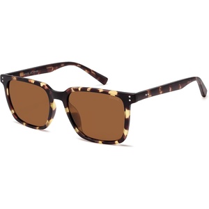 image:imageSOJOS Unisex Rectangle Polarized Sunglasses TR90 Square Frame UV400 Protection Lightweight Flexible for Men and WomenClear Tortoise BrownBrown