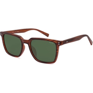 image:imageSOJOS Unisex Rectangle Polarized Sunglasses TR90 Square Frame UV400 Protection Lightweight Flexible for Men and WomenLight Brown StripesGreen