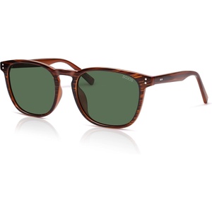 image:imageSOJOS Unisex Rounded Square Polarized Sunglasses TR90 Frame UV400 Protection Lightweight Retro for Women amp MenLight Brown StripesGreen