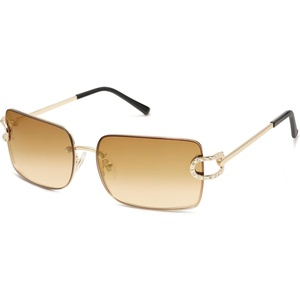 image:imageSOJOS Vintage Rectangle Sunglasses for WomenOversized Trendy Rimless 90s UV400 Womens Y2K Shades SJ1178GoldYellow Brown Grading