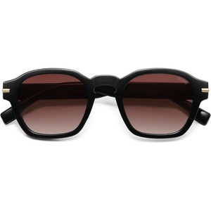image:imageSOJOS Vintage Retro Square Polarized Sunglasses Men Standard Fit Trendy Womens Sun Glasses SJ2382Black Frame Brown Grading Lens