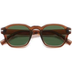 image:imageSOJOS Vintage Retro Square Polarized Sunglasses Men Standard Fit Trendy Womens Sun Glasses SJ2382Brown Frame Green Lens