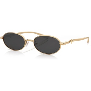 image:imageSOJOS Y2K Oval Metal Polarized Sunglasses Women Men Retro 90s Small Thin Frame Sun Glasses with UV400 AfterglowGoldGrey