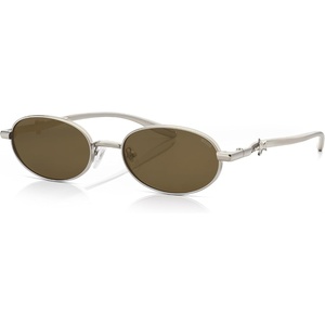 image:imageSOJOS Y2K Oval Metal Polarized Sunglasses Women Men Retro 90s Small Thin Frame Sun Glasses with UV400 AfterglowSilverGreen