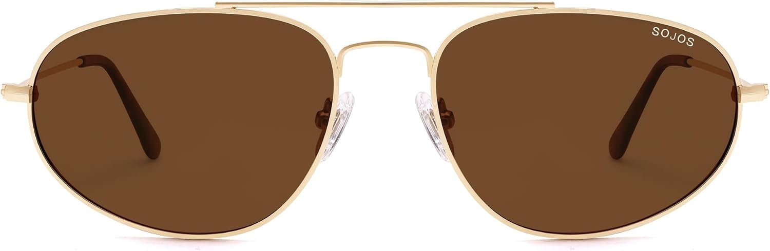 image:imageSOJOS Metal Frame Aviator Sunglasses for Men amp Women Ultra Lightweight Vintage Oversized 90s Shades SJ1278GoldBrown