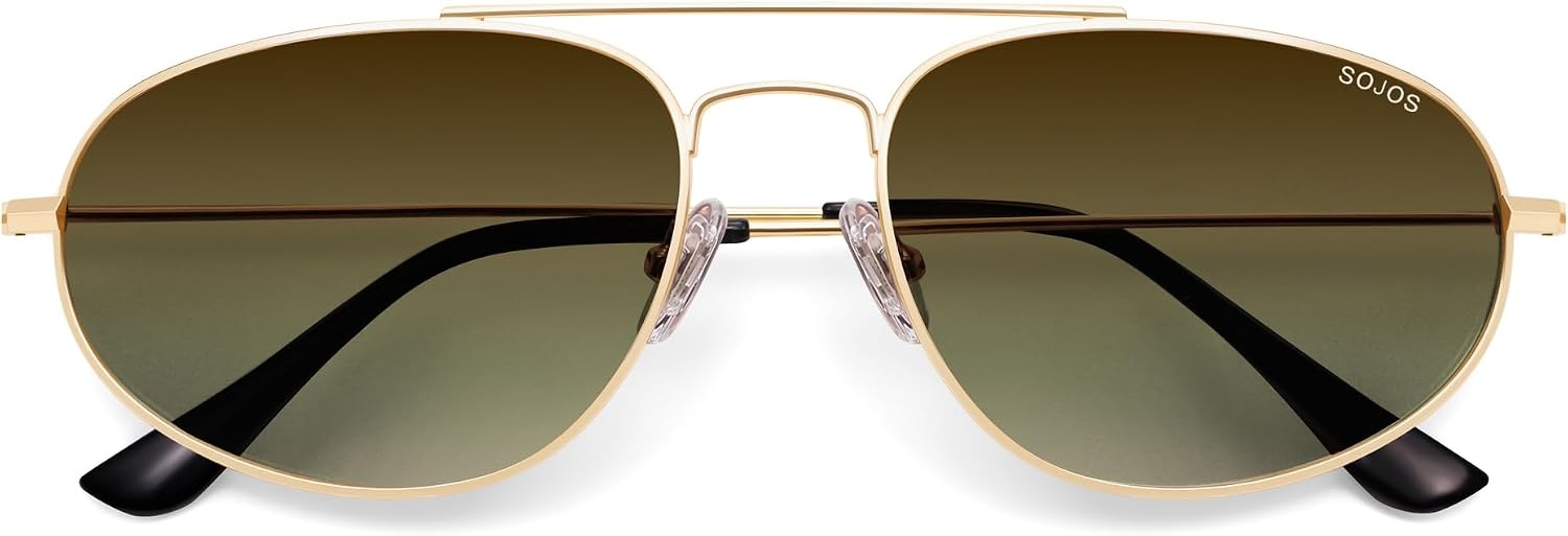 image:imageSOJOS Metal Frame Aviator Sunglasses for Men amp Women Ultra Lightweight Vintage Oversized 90s Shades SJ1278GoldGreen