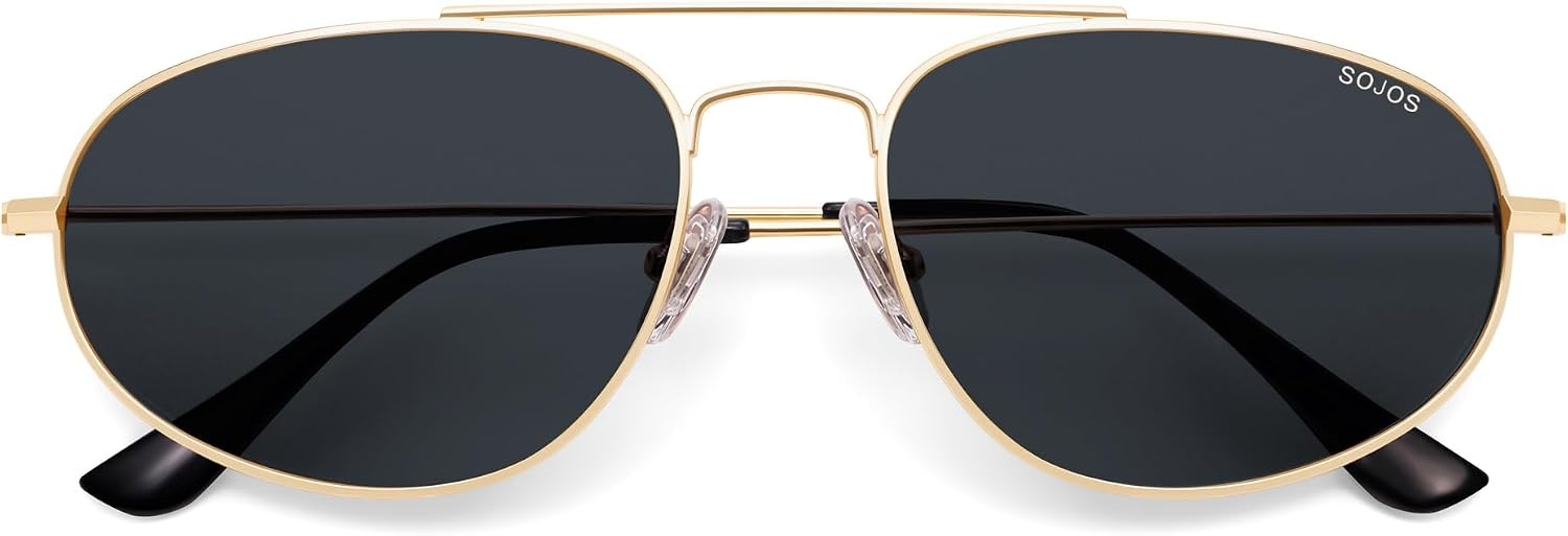 image:imageSOJOS Metal Frame Aviator Sunglasses for Men amp Women Ultra Lightweight Vintage Oversized 90s Shades SJ1278GoldGrey