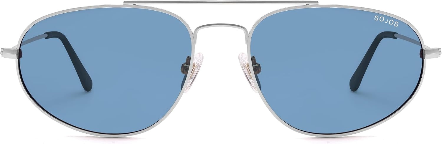 image:imageSOJOS Metal Frame Aviator Sunglasses for Men amp Women Ultra Lightweight Vintage Oversized 90s Shades SJ1278SilverBlue