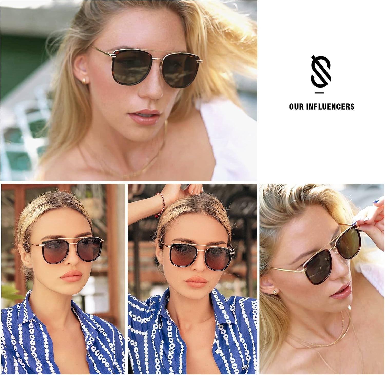 image:imageSOJOS Retro Aviator Square Polarized Sunglasses For Women MenVintage Womens Sun Glasses Shades UV400 SJ2180TortoiseGrey