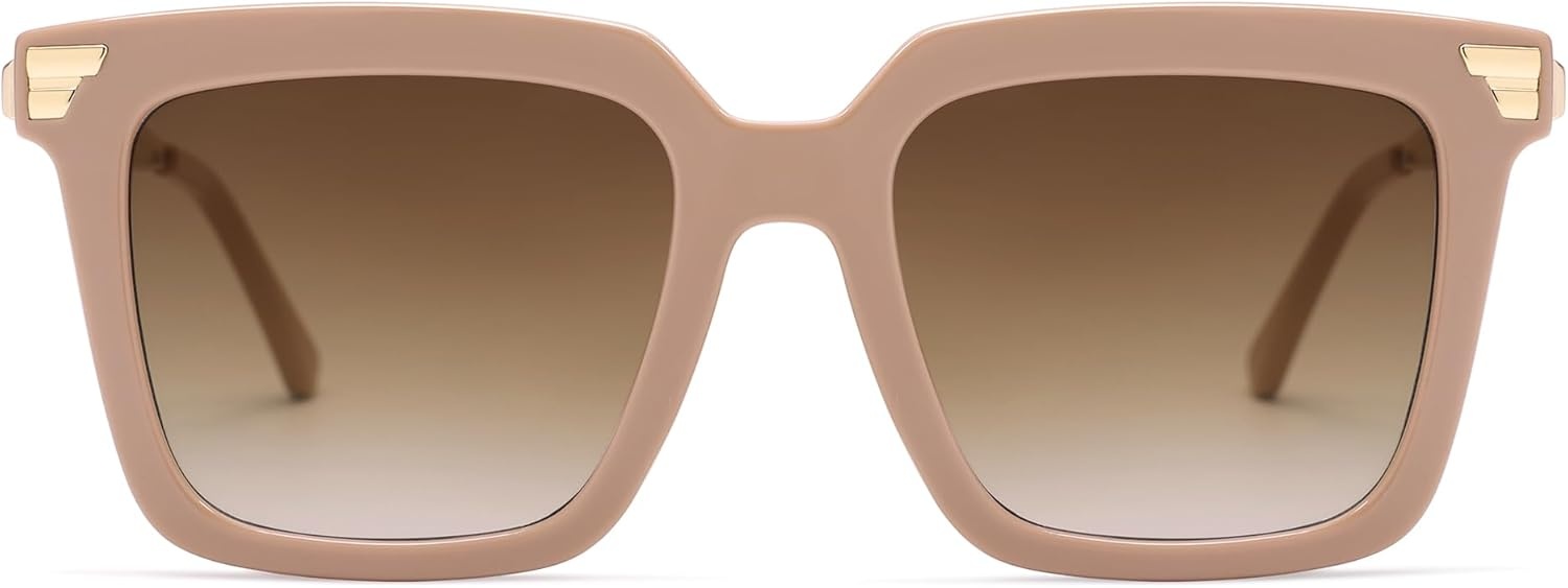 image:imageSOJOS Retro Oversized Square Sunglasses for Women Trendy Vintage Shades Classic Big Sun Glasses UV400 SJ2216ALight BrownGradient Brown