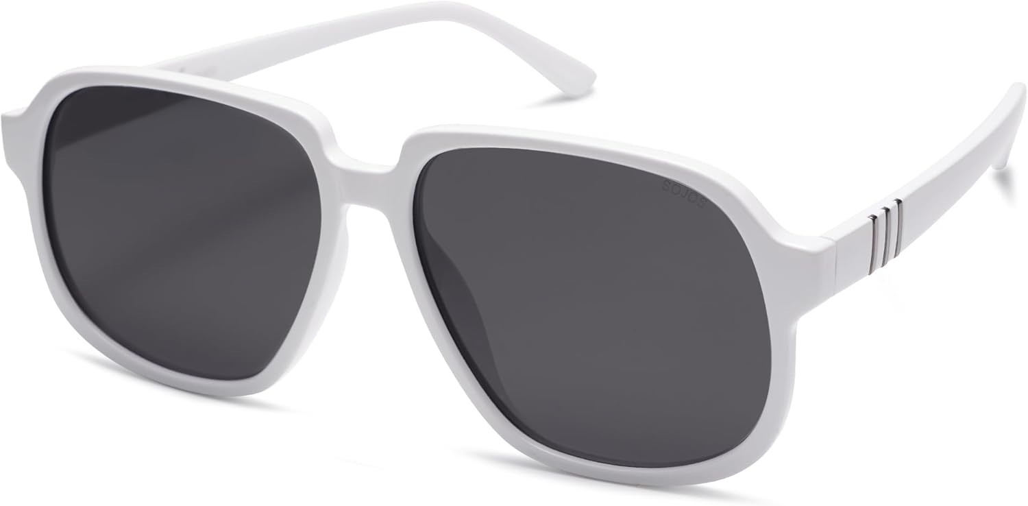 image:imageSOJOS Retro Vintage Square Polarized Sunglasses for Women Men 70s 80s Oversized Shades SJ2272WhiteGrey