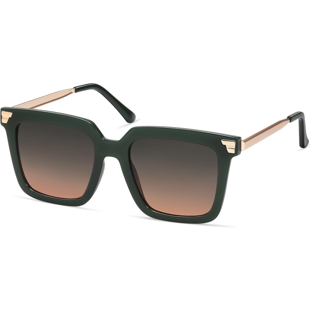 image:imageSOJOS Retro Oversized Square Sunglasses for Women Trendy Vintage Shades Classic Big Sun Glasses UV400 SJ2216AOliveGradient Green to Pink