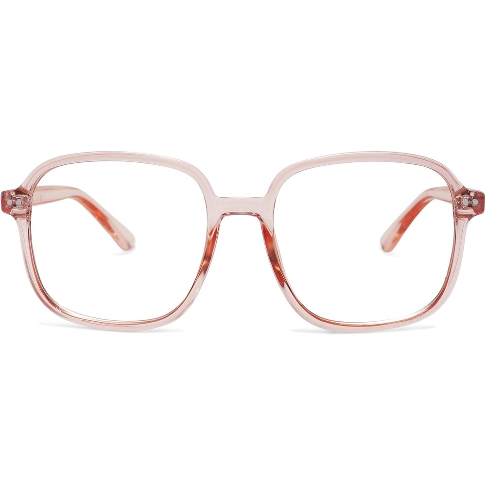 image:imageSOJOS Square Blue Light Blocking Glasses Oversized for Women TR90 Frame Filter SJ5081C4 Crystal Pink Frame