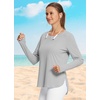 image:imageBALEAF Womens Sun Shirts UPF 50 Long Sleeve Hiking Tops Lightweight Quick Dry UV Protection Outdoor Clothing01grey