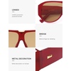 image:imageSOJOS Oversized Aviator Sunglasses Polarized Womens Mens Retro Trendy Vintage Big Square Shield SJ2392 Red Frame Light Brown Lens