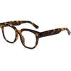 image:imageSOJOS Oversized Square Anti Blue Light Blocking Glasses for Women Thick Computer Eyeglasses Double Metal Studs SJ5053BC2 Tortoise Frame