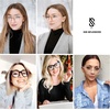 image:imageSOJOS Oversized Square Anti Blue Light Blocking Glasses for Women Thick Computer Eyeglasses Double Metal Studs SJ5053BC8 Green Tortoise Frame