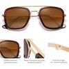 image:imageSOJOS Polarized Sunglasses for Men Women Retro Aviator Square Goggle Classic Alloy Frame HERO SJ1126C3 Gold FrameBrown RimGradient Brown Lens