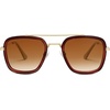 image:imageSOJOS Polarized Sunglasses for Men Women Retro Aviator Square Goggle Classic Alloy Frame HERO SJ1126C3 Gold FrameBrown RimGradient Brown Lens