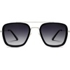 image:imageSOJOS Polarized Sunglasses for Men Women Retro Aviator Square Goggle Classic Alloy Frame HERO SJ1126C6 Silver FrameBlack RimGradient Grey Lens