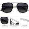 image:imageSOJOS Polarized Sunglasses for Men Women Retro Aviator Square Goggle Classic Alloy Frame HERO SJ1126C6 Silver FrameBlack RimGradient Grey Lens