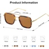 image:imageSOJOS Polarized Sunglasses for Men Women Retro Aviator Square Goggle Classic Alloy Frame HERO SJ1126C7 Gold FrameTortoise RimBrown Lens