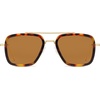 image:imageSOJOS Polarized Sunglasses for Men Women Retro Aviator Square Goggle Classic Alloy Frame HERO SJ1126C7 Gold FrameTortoise RimBrown Lens