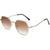 image:imageSOJOS Retro Hexagon Square Polarized Sunglasses for Women Men Vintage Hexagonal Polygon Shades SJ1101GoldBrown Grading