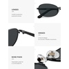 image:imageSOJOS Retro Oval Sunglasses for Women Men Polarized Trendy Narrow Shades UV400 Womens Mens Sun Glasses SJ1263 Matte Black FrameGrey Lens