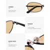 image:imageSOJOS Retro Oval Sunglasses for Women Men Polarized Trendy Narrow Shades UV400 Womens Mens Sun Glasses SJ1263 Matte Black FrameLight Brown Lens
