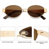 image:imageSOJOS Retro Oval Sunglasses for Women Trendy Classic Shades UV400 Protection SJ1256Shiny GoldBrown Lens